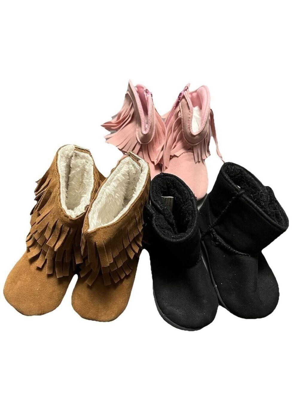 Suede Fringe Boots Moccasin Style Soft Sole Booties Boho Western baby sz 3